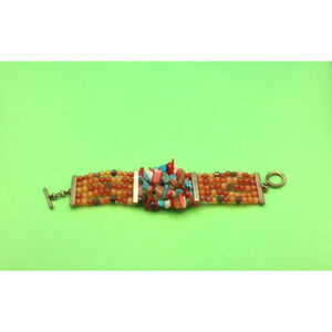 Beaded Bracelet Multi Strand Chunky Natural Chip Stones Jasper Agate Turquoise